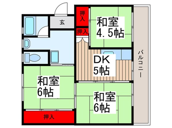 ビレッジハウス所沢２号棟の物件間取画像